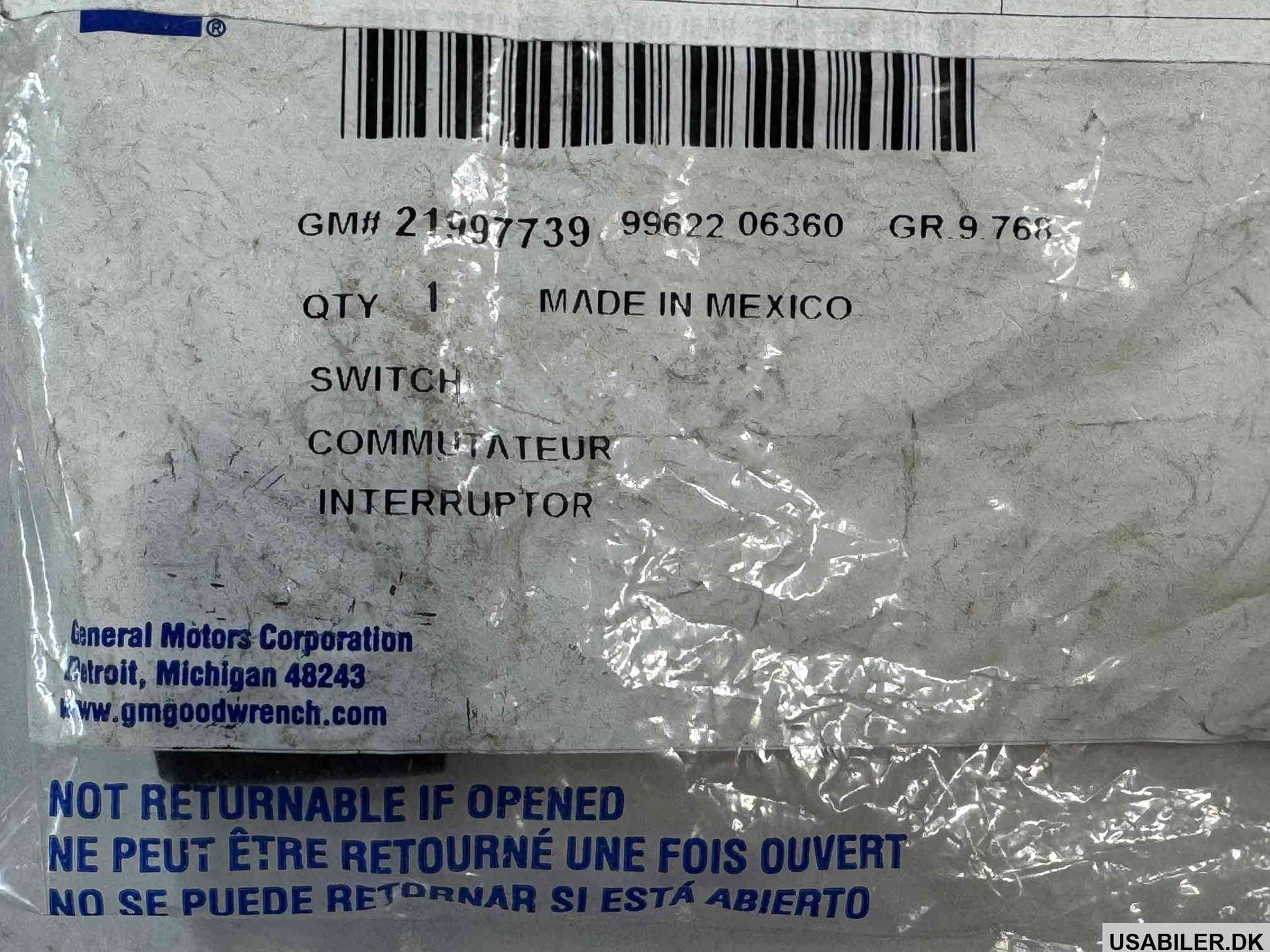 GM 21997739 Switch,Driver Information Display